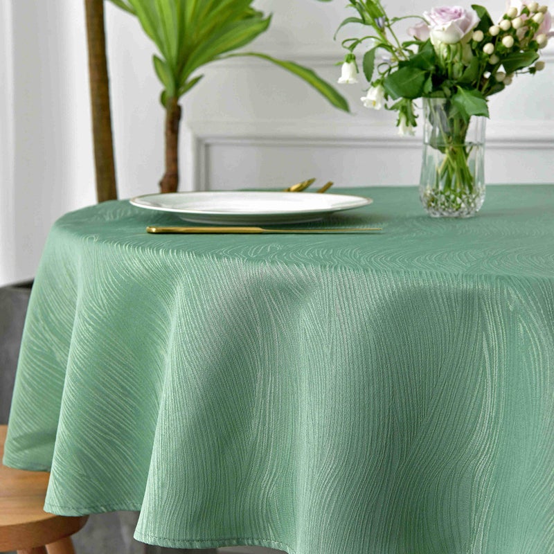 maxmill Round Jacquard Tablecloths Swirl Design Spillproof Wrinkle Free Heavy Weight Soft Table Cloth for Circular Table Cover of Buffet Banquet Parties Holiday Dinner Round 90 Inch Sage Green - Image 4
